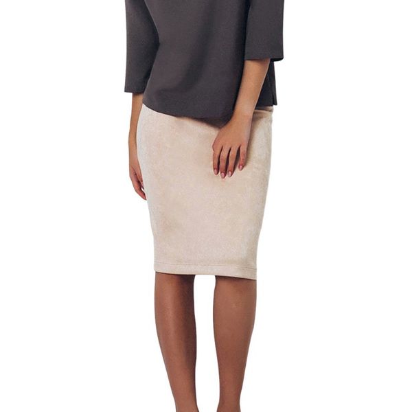 office autumn winter suede solid color women slit skirt fashion slim beige high waist knee-length skirt, Black
office autumn winter suede solid color women slit skirt fashion slim beige high waist knee-length skirt, Black