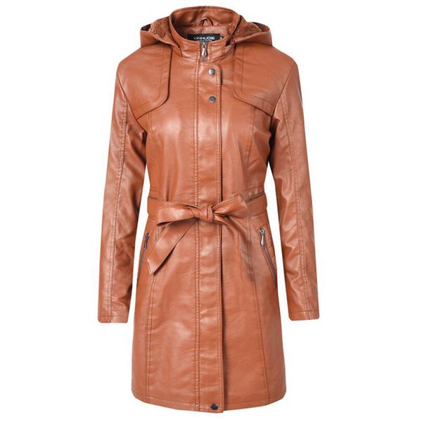 2019 new autumn winter women's hooded coat female pu leather women's medium long ladies plus velvet thick leather jackets, Black
2019 new autumn winter women's hooded coat female pu leather women's medium long ladies plus velvet thick leather jackets, Black