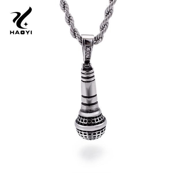 fashion microphone stainless steel pendant necklace for men with zircon trendy personalized metal necklace for male jewelry, Silver
fashion microphone stainless steel pendant necklace for men with zircon trendy personalized metal necklace for male jewelry, Silver