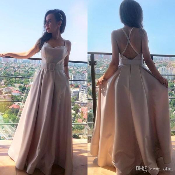 spaghetti strap satin a line prom dresses criss cross back floor length long formal evening dress with pockets simple, Black
spaghetti strap satin a line prom dresses criss cross back floor length long formal evening dress with pockets simple, Black