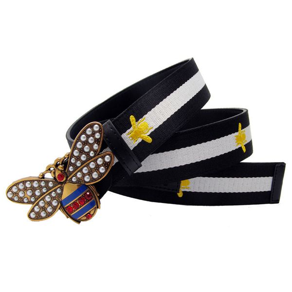 rhinestone peal bee buckle women belt gift contrast color embroidery bee canvas leather lady strap with jeans y19051803, Black;brown
rhinestone peal bee buckle women belt gift contrast color embroidery bee canvas leather lady strap with jeans y19051803, Black;brown