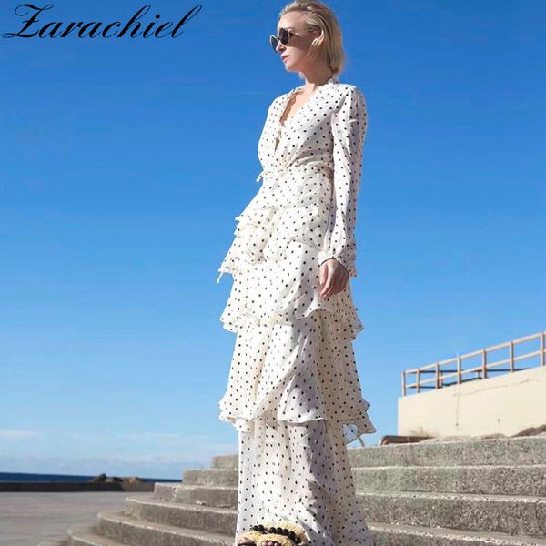 2019 spring brand designer golden embroidery print polka dot long dress women v neck long sleeve ruffles layer cake dress, Black;gray
2019 spring brand designer golden embroidery print polka dot long dress women v neck long sleeve ruffles layer cake dress, Black;gray
