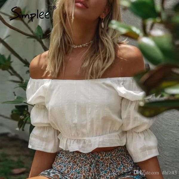 te off shoulder women blouse shirt ruffled elastic high waist female casual streetwear ladies cottonrt, White
te off shoulder women blouse shirt ruffled elastic high waist female casual streetwear ladies cottonrt, White