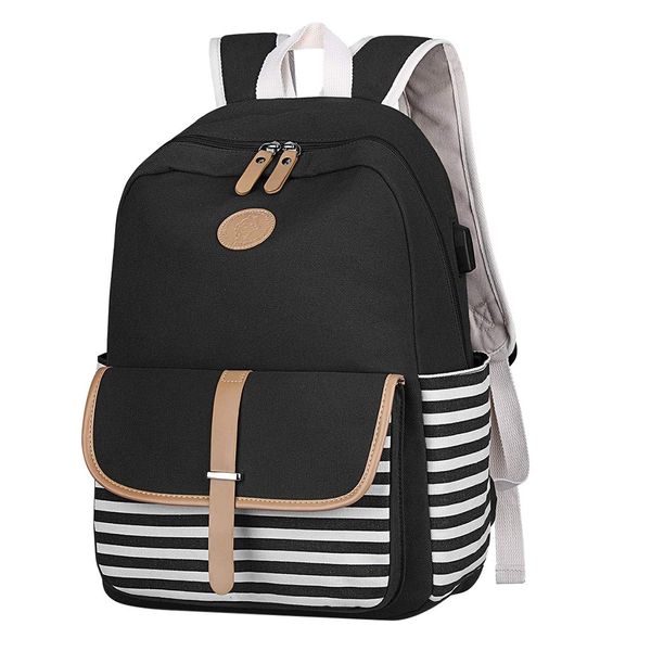 hight quality backpacks women ladies girl striped canvas shoulder school backpack with usb interface bag dropshipping mochila
hight quality backpacks women ladies girl striped canvas shoulder school backpack with usb interface bag dropshipping mochila