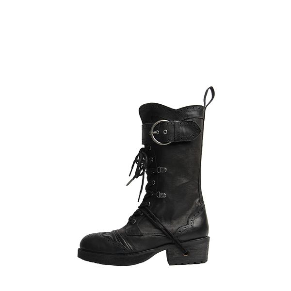 vintage british brogue motorcycle boots women genuine leather lace up boots designer buckle strap platform botas mujer, Black
vintage british brogue motorcycle boots women genuine leather lace up boots designer buckle strap platform botas mujer, Black