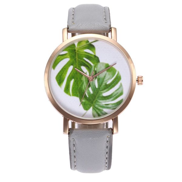 

gold shell tropical leaf quartz watch strap dress wristband trendy women movement valentine teenager young girl lover gift, Slivery;brown