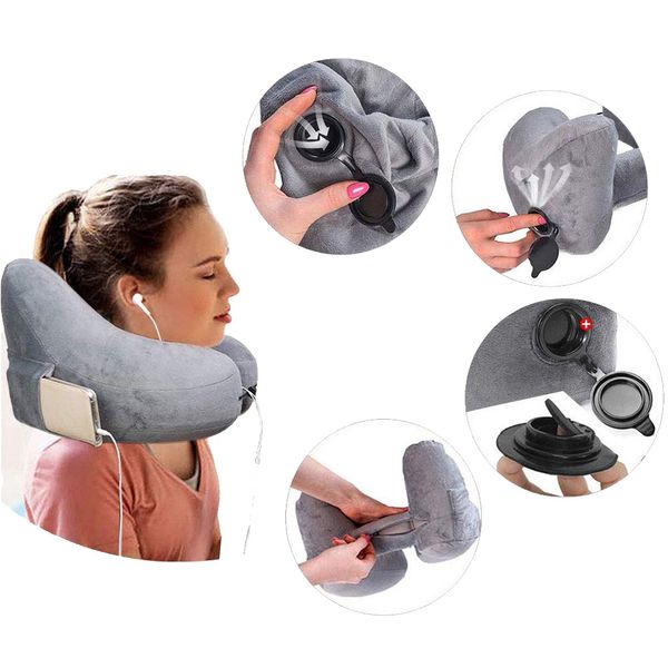 

ergonomics h shape inflatable car pillow foldable travel headrest neck pillow office airplane sleeping cushion pillows