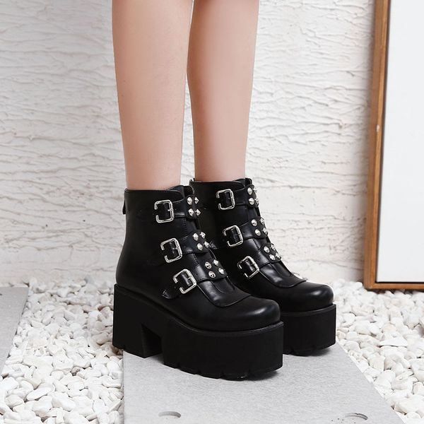 new punk platform boots women fashion quality ankle boots for women buckle motorcycle black large size short shoe
new punk platform boots women fashion quality ankle boots for women buckle motorcycle black large size short shoe