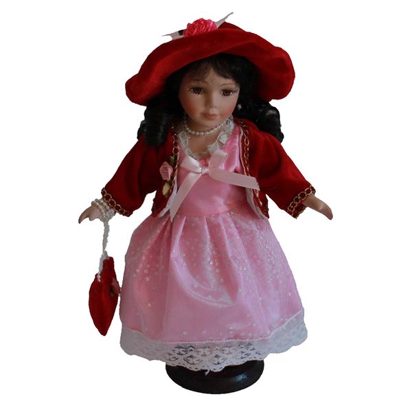 30cm vintage style porcelain standing dolls in dress hat with display stand
30cm vintage style porcelain standing dolls in dress hat with display stand