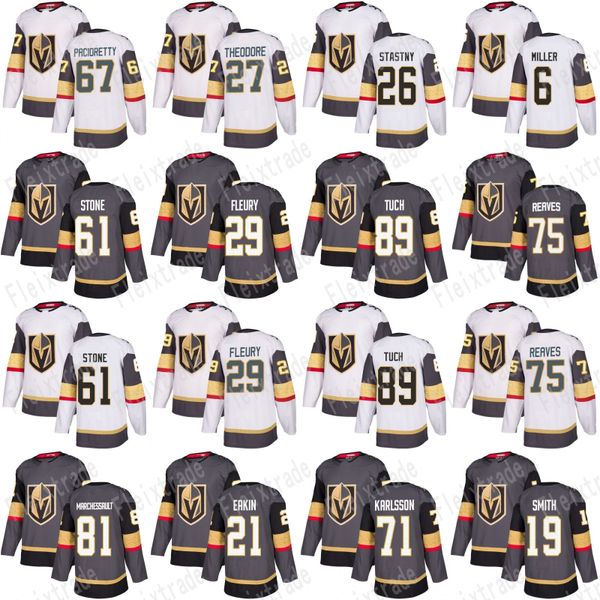 

61 Mark Stone Vegas Golden Knights Jersey Alex Tuch Jonathan Marchessault Ryan Reaves Cody Eakin William Karlsson Marc-Andre Fleury Smith