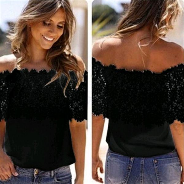 crochet one-line collar chiffon stitching crochet one-line collar chiffon t-shirt lace stitching lace t-shirt, White
crochet one-line collar chiffon stitching crochet one-line collar chiffon t-shirt lace stitching lace t-shirt, White