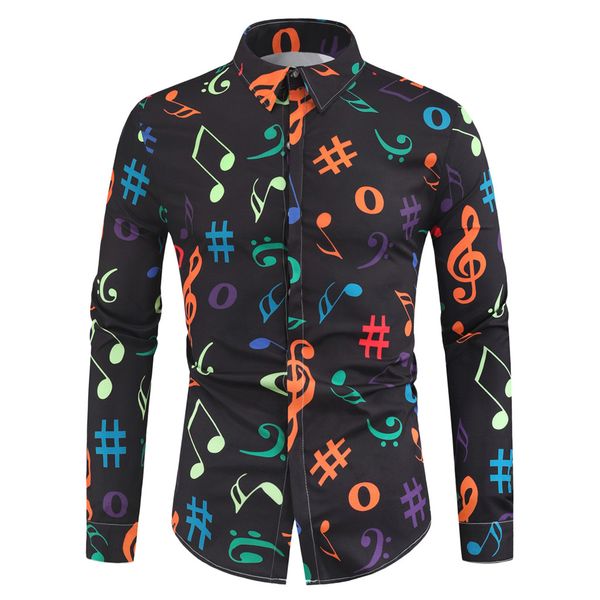 men shirt blouse casual novelty musical note pattern long sleeve turn down collar slim shirt men blouse camisa masculina, White;black
men shirt blouse casual novelty musical note pattern long sleeve turn down collar slim shirt men blouse camisa masculina, White;black