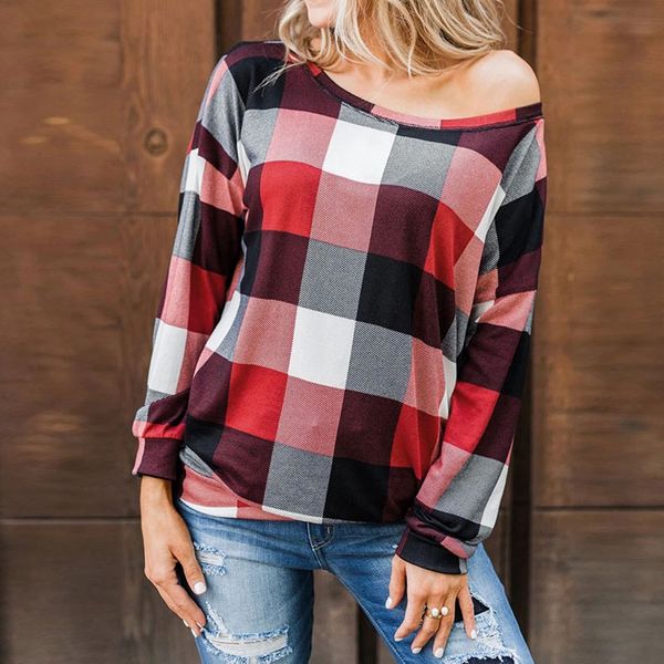 shirt blouse women long sleeve boat neck off shoulder shirt tunic plaid print splice streetwear clothes femma @d11, White
shirt blouse women long sleeve boat neck off shoulder shirt tunic plaid print splice streetwear clothes femma @d11, White