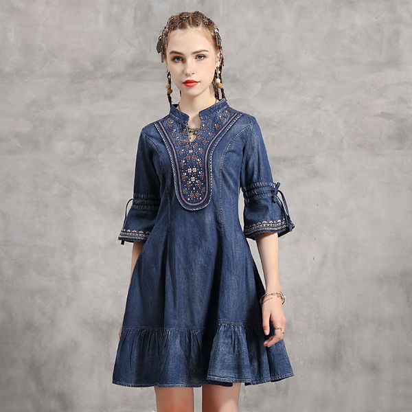 dress denim ladies have elastic comfort breathable retro slim designer short sleeves luxury dresses short cut dresses v neck waist, Black;gray
dress denim ladies have elastic comfort breathable retro slim designer short sleeves luxury dresses short cut dresses v neck waist, Black;gray
