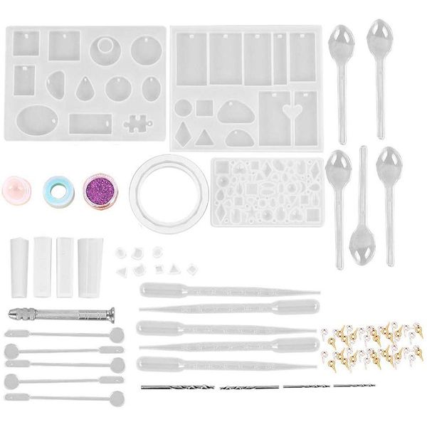 73 pcs diy resin crystal casting silicone kit, for handmade necklaces bracelets earrings bangle pendants jewelry, Blue;slivery
73 pcs diy resin crystal casting silicone kit, for handmade necklaces bracelets earrings bangle pendants jewelry, Blue;slivery
