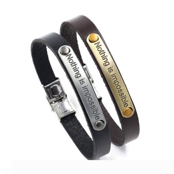new letter bracelets inspirational nothing is impossible bracelets stainless steel buckle leather bracelets ing, Golden;silver
new letter bracelets inspirational nothing is impossible bracelets stainless steel buckle leather bracelets ing, Golden;silver