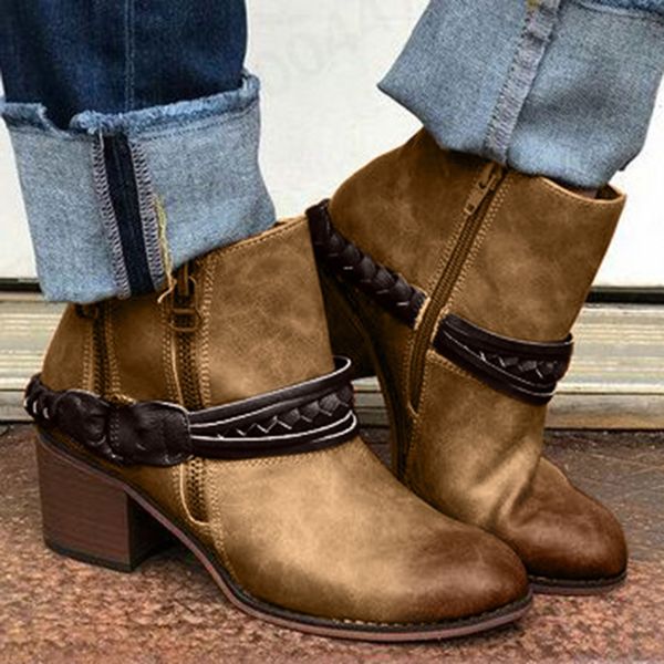 boots women vintage winter snow sewing thread side zipper braided strap ankle mujer zapatos, Black
boots women vintage winter snow sewing thread side zipper braided strap ankle mujer zapatos, Black