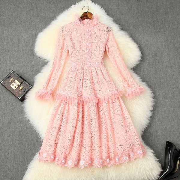 spring 2020 for european and american women's wear long sleeve collar lace stitching bead fashionable pink dress, Black;gray
spring 2020 for european and american women's wear long sleeve collar lace stitching bead fashionable pink dress, Black;gray