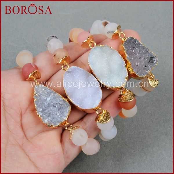 borosa 1piece random color gold color natural agates druzy geode bracelet with 10mm natural rainbow frosted agates beads g0607, Golden;silver
borosa 1piece random color gold color natural agates druzy geode bracelet with 10mm natural rainbow frosted agates beads g0607, Golden;silver