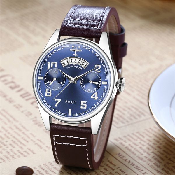 pilot men watch waterproof calendar display small dial quartz watches leather strap watch men wrist fashion relogio masculino, Slivery;brown
pilot men watch waterproof calendar display small dial quartz watches leather strap watch men wrist fashion relogio masculino, Slivery;brown