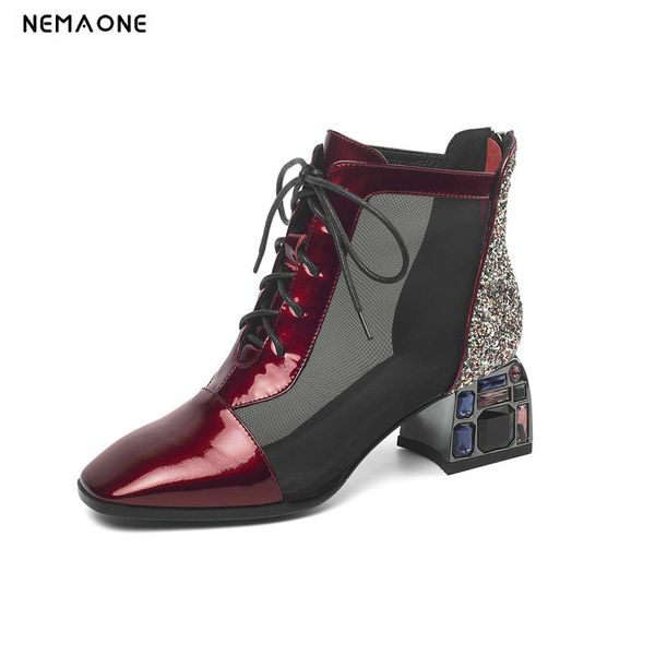 genuine leather 2020 new women ankle zipper summer women boots square toe shoes square high heel ladies party shoes, Black
genuine leather 2020 new women ankle zipper summer women boots square toe shoes square high heel ladies party shoes, Black