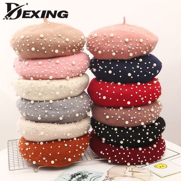 2018 new fashion winter pearl diamond decoration knit beret ladies wool warm pumpkin hat bead bone female women octagonal cap, Blue;gray
2018 new fashion winter pearl diamond decoration knit beret ladies wool warm pumpkin hat bead bone female women octagonal cap, Blue;gray