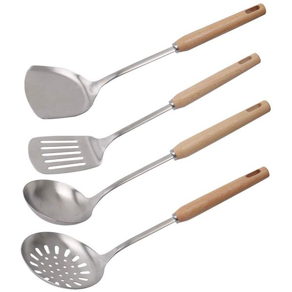 4pcs stainless steel cooking utensil set heat resistant seamless kitchen essential wooden handle cookware for cooking flipping
4pcs stainless steel cooking utensil set heat resistant seamless kitchen essential wooden handle cookware for cooking flipping