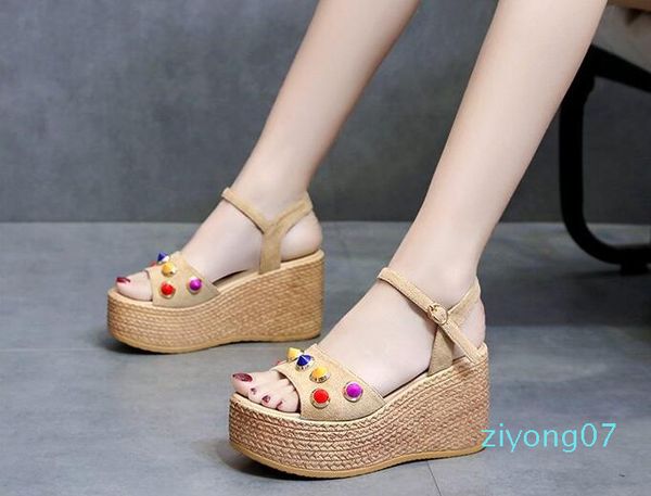 summer women shoes comfortable muffin rivet high-heel waterproof platform with thick bottom sandals fashion women wedges sandals zz7, Black
summer women shoes comfortable muffin rivet high-heel waterproof platform with thick bottom sandals fashion women wedges sandals zz7, Black