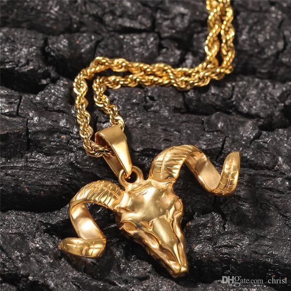 retro sheep head pendant necklace gold plated shofar punk stainless steel men'snecklace hip hop jewelry, Silver
retro sheep head pendant necklace gold plated shofar punk stainless steel men'snecklace hip hop jewelry, Silver