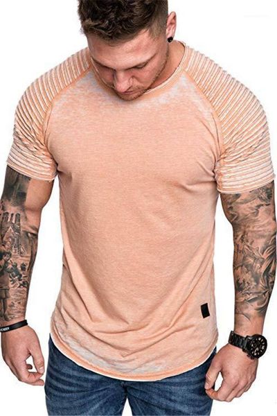 

tshirts crew neck short sleeve fold mens casual stacked slim homme tees summer mens designer, White;black