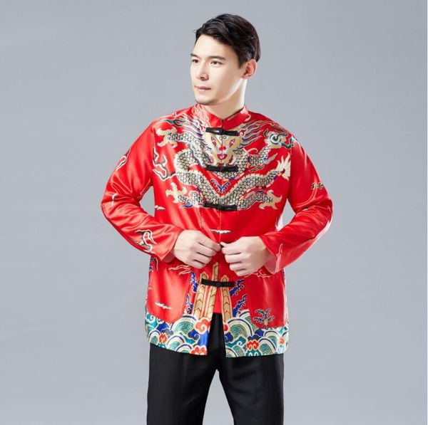 traditional man chinese style dragon gown shirt male red black yellow tang suit vintage clothes jacket for overseas chinese
traditional man chinese style dragon gown shirt male red black yellow tang suit vintage clothes jacket for overseas chinese