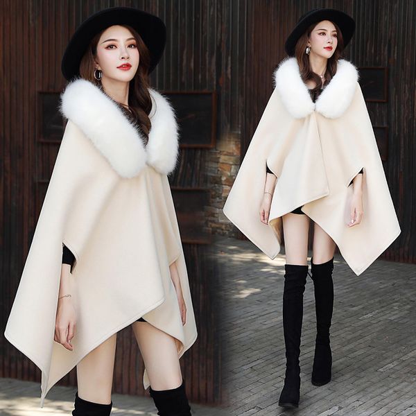 yasuguoji fashion ladies cape solid color loose faux fur collar overcoat winter casual women woolen cloak female autumn ponchos, Black
yasuguoji fashion ladies cape solid color loose faux fur collar overcoat winter casual women woolen cloak female autumn ponchos, Black