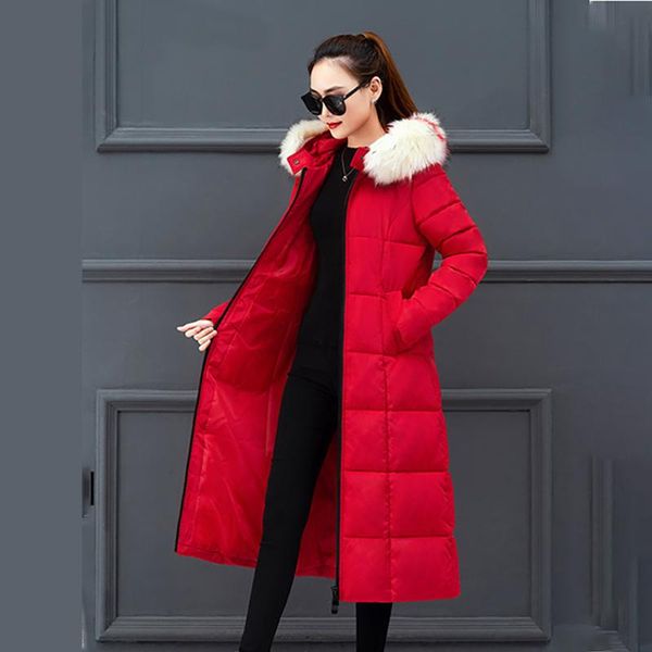 solid windproof warm long sleeve over knee faux fur hooded winter thickening women down coat casual daily slim fit with pockets, Black
solid windproof warm long sleeve over knee faux fur hooded winter thickening women down coat casual daily slim fit with pockets, Black