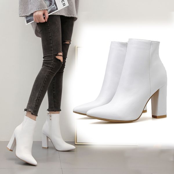 ankle pumps boots for women boots autumn winter chunky high heels zipper ladies shoes pointed toe female white, Black
ankle pumps boots for women boots autumn winter chunky high heels zipper ladies shoes pointed toe female white, Black