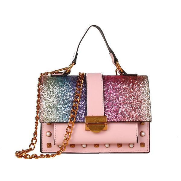 pink patchwork color diamond shiny handbags purse one-shoulder small square bag women pu leather chain wild messenger bags
pink patchwork color diamond shiny handbags purse one-shoulder small square bag women pu leather chain wild messenger bags