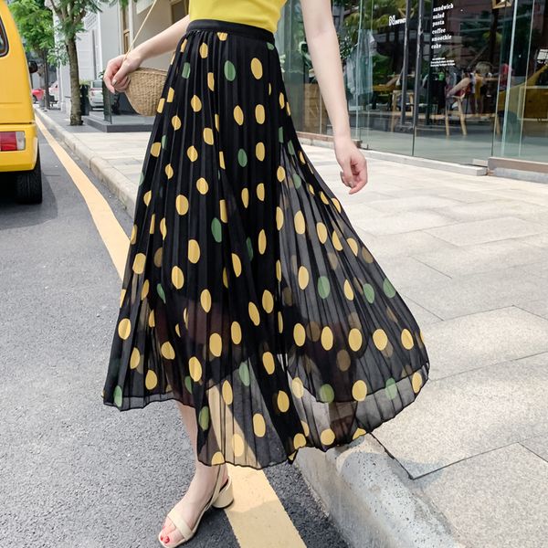 new summer holiday beach chiffon midi skirt casual high waist polka dot women pleated skirts streetwear female black white skirt
new summer holiday beach chiffon midi skirt casual high waist polka dot women pleated skirts streetwear female black white skirt