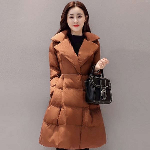 2019 new fashion winter jacket women solid stand collar bow long tide loose korean casual cotton coat female f349, Black
2019 new fashion winter jacket women solid stand collar bow long tide loose korean casual cotton coat female f349, Black