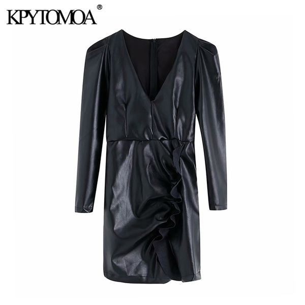 vintage stylish ruffled faux leather mini dress women 2019 fashion v neck long sleeve back zipper pu pleated dresses vestidos, Black;gray
vintage stylish ruffled faux leather mini dress women 2019 fashion v neck long sleeve back zipper pu pleated dresses vestidos, Black;gray
