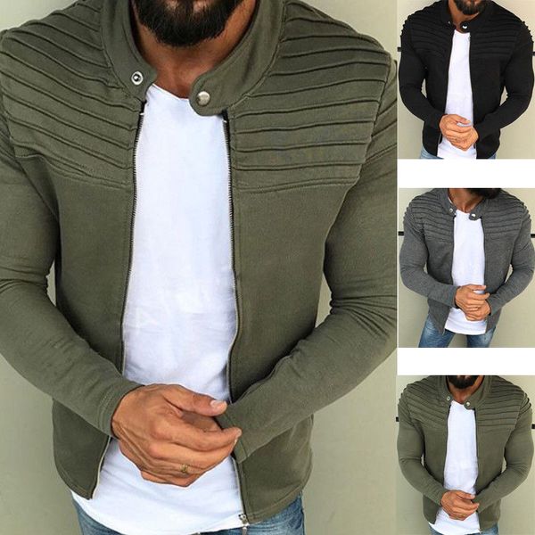 men fashion casual slim fit stand collar jacket coat baseball zip casual jacket outwear, Black;brown
men fashion casual slim fit stand collar jacket coat baseball zip casual jacket outwear, Black;brown