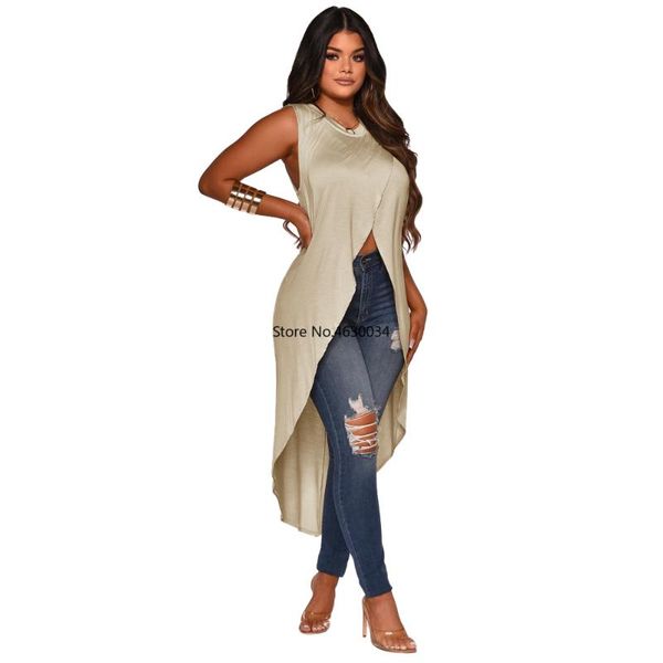 2020 women summer sleeveless long t-shirts irregular fashion night club street casual bandage tess, White
2020 women summer sleeveless long t-shirts irregular fashion night club street casual bandage tess, White