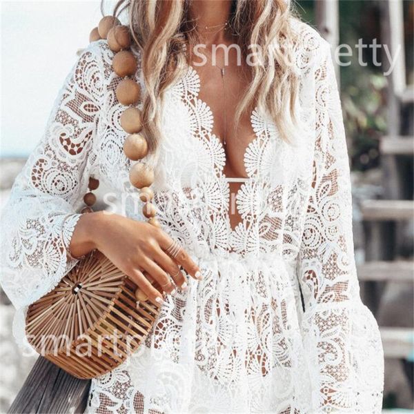 summer women bikini swimwear cover up floral lace hollow crochet swimsuit covers bikinis overall bath suit beachwear tunic beach dress ly314, White
summer women bikini swimwear cover up floral lace hollow crochet swimsuit covers bikinis overall bath suit beachwear tunic beach dress ly314, White