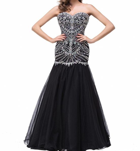 crystals black mermaid prom dresses sweetheart sleeveless zipper tulle gowns black prom dresses bride formal party gowns 
crystals black mermaid prom dresses sweetheart sleeveless zipper tulle gowns black prom dresses bride formal party gowns