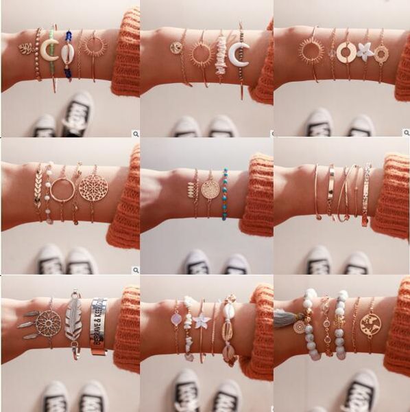 alloy flower moon shell woman bracelet 4 piece set bohemian new flower bracelet set, Golden;silver
alloy flower moon shell woman bracelet 4 piece set bohemian new flower bracelet set, Golden;silver