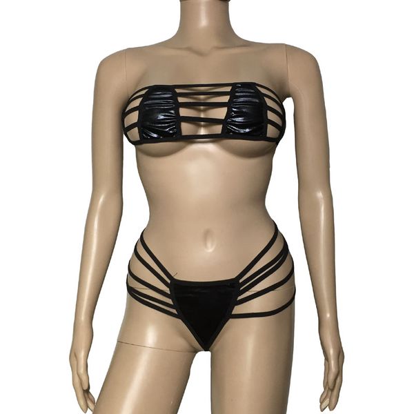women bra set wet look bikini lingerie set strapless hollow out bra thong g string microkini erotic underwear, Red;black
women bra set wet look bikini lingerie set strapless hollow out bra thong g string microkini erotic underwear, Red;black
