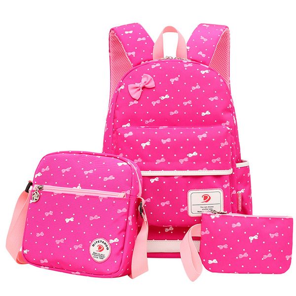 rurumonkey female student shoulder bag three-piece backpack for children polyester bow waterproof backpack crossbody bag clutch