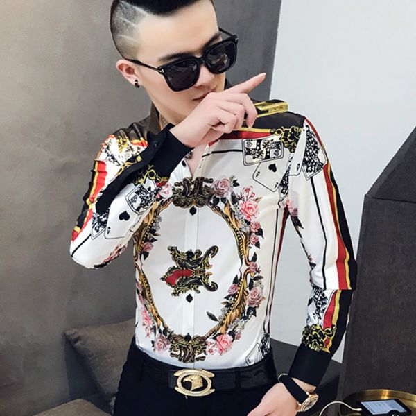 luxury vintage printing men shirts long sleeve blouse casual slim fit shirts men dress streetwear social men's clothing, White;black
luxury vintage printing men shirts long sleeve blouse casual slim fit shirts men dress streetwear social men's clothing, White;black