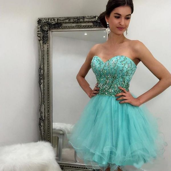 short homecoming prom dresses beads crystal bodice tulle ruffles skirt mini cocktail gowns, Blue;pink
short homecoming prom dresses beads crystal bodice tulle ruffles skirt mini cocktail gowns, Blue;pink