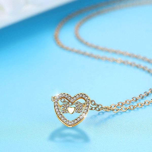 chic fashion gold full crystal heart pendant necklace studded zircon necklace gold heart pendant short clavicle chain gift, Silver
chic fashion gold full crystal heart pendant necklace studded zircon necklace gold heart pendant short clavicle chain gift, Silver