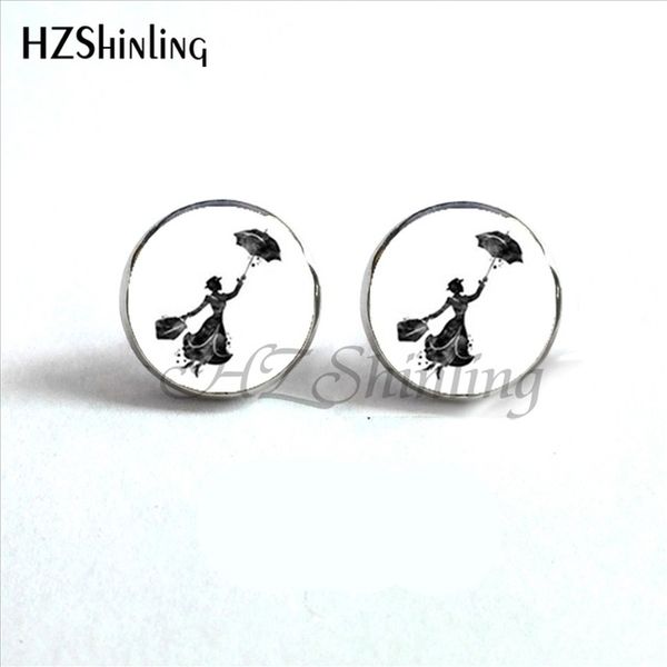 

new fashion mary poppins stud earrings steampunk mary poppins jewelry hypoallergenic earrings for sensitive ears hz4 ed-006, Golden;silver