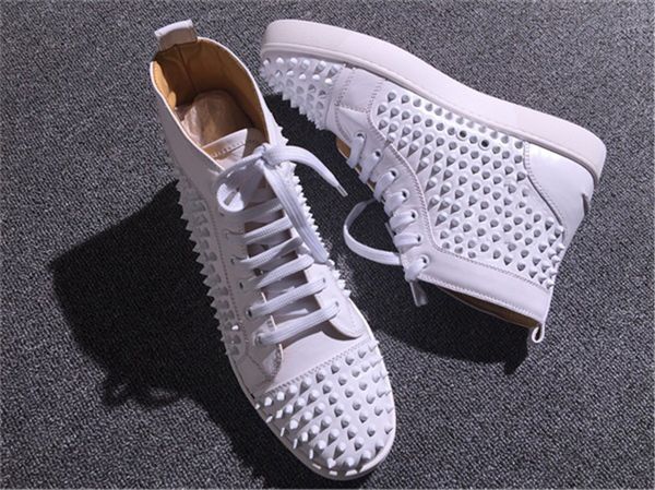 Classic High Top Red Bottom Sneakers Shoes White Black Spikes Genuine Leather Women,Men Casual Walking Prefect Leisure Flats Size 35-47
Classic High Top Red Bottom Sneakers Shoes White Black Spikes Genuine Leather Women,Men Casual Walking Prefect Leisure Flats Size 35-47